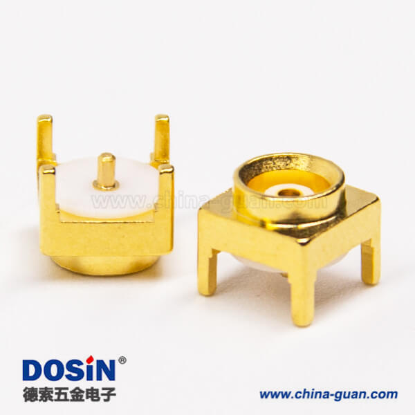 mcx系列射频同轴连接器母头直式镀金穿孔式接PCB板