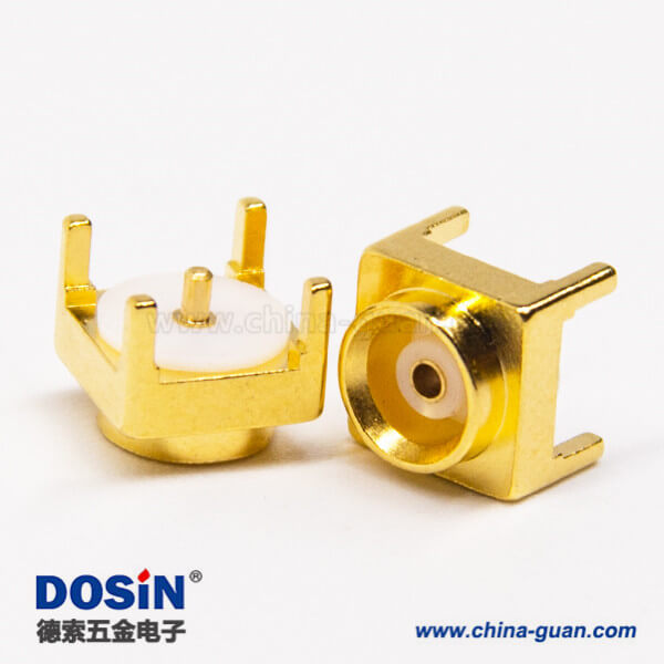 mcx系列射频同轴连接器母头直式镀金穿孔式接PCB板