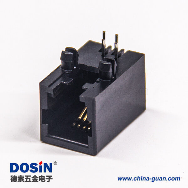 rj11 4p4c封装模块化网口连接器90度弯角全塑带定位柱穿孔式 rj11 4p4c封装模块化网口连接器90度弯角全塑带定位柱穿孔式