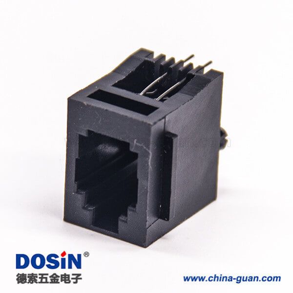 RJ9插座4P4c黑色塑胶壳不带屏蔽式以太网接口 RJ9插座4P4c黑色塑胶壳不带屏蔽式以太网接口