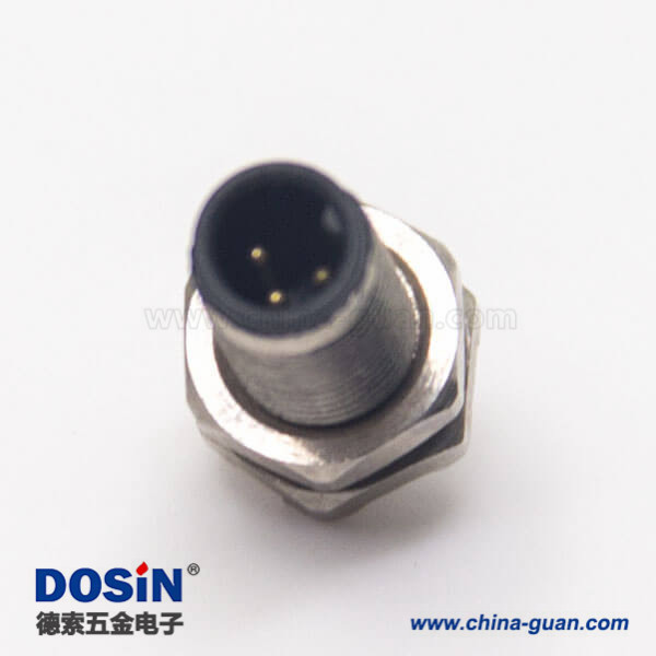 m5传感器接头3pin防水公头前锁板焊线式航空插座防水