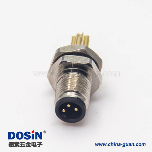 螺纹接头M5航空插座3pin焊线式防水板前安装连接器