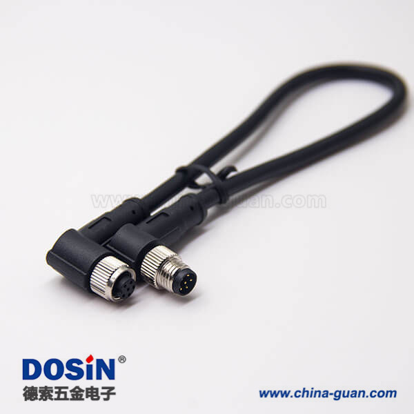 m8塑胶公母头弯式6芯注塑线A型电缆