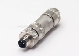 m8连接器接线3pin直式公头插头全金属外壳锁接式航空插头