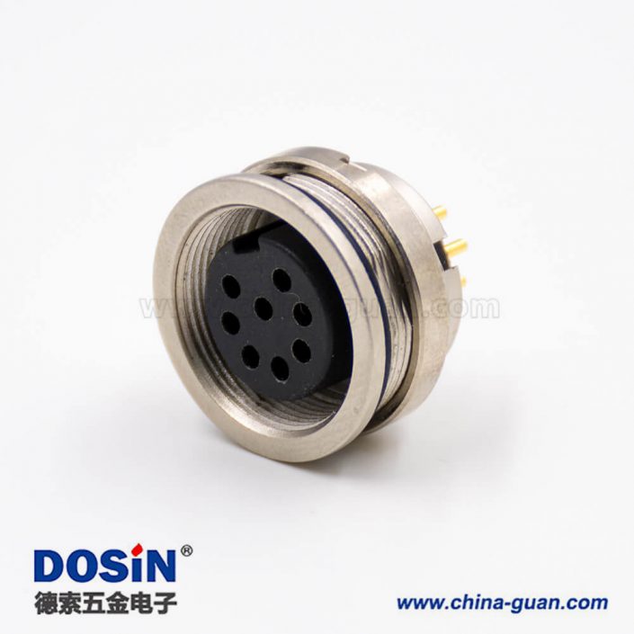 圆8芯插座引脚M16母头A扣直式穿墙PCB板连接器板端插座焊接 圆8芯插座引脚M16母头A扣直式穿墙PCB板连接器板端插座焊接