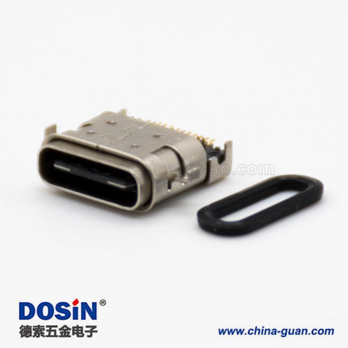 typeC口3.1沉板式插孔式贴板式24芯直式防水连接器 typeC口3.1沉板式插孔式贴板式24芯直式防水连接器