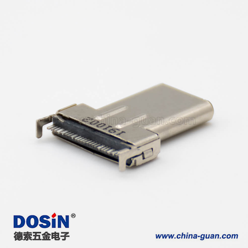 USB C USB3.0直式24芯公头雾锡黑色LCP面板安装连接器