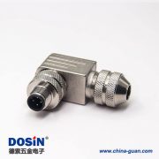 m12组装式连接器弯式4芯航空插头金属外壳带屏蔽 m12组装式连接器弯式4芯航空插头金属外壳带屏蔽