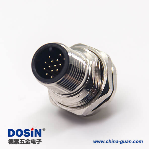 嵌入式防水m12插座17芯前锁板直式公头插PCB板 嵌入式防水m12插座17芯前锁板直式公头插PCB板