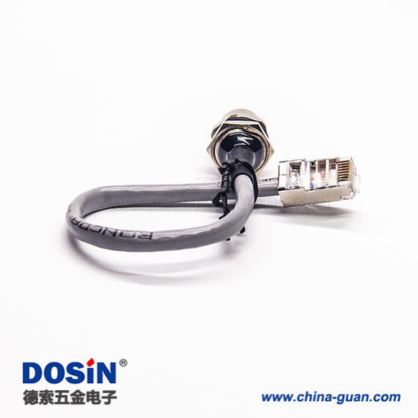 M12插座转RJ45 8芯母头双边接线A型连接器