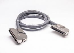 SCSI线束HPCN型68芯弯公转弯公锌合金外壳组装线2米