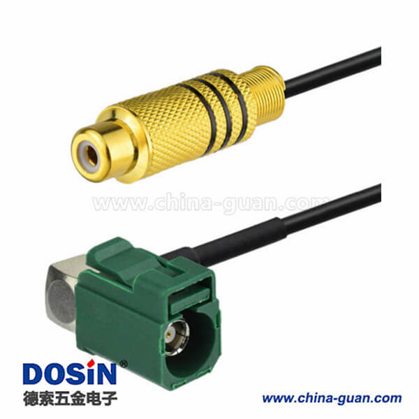 Fakra弯头E型母头转RCA母头连接器线材用于汽车倒车后视镜15厘米 Fakra弯头E型母头转RCA母头连接器线材用于汽车倒车后视镜15厘米