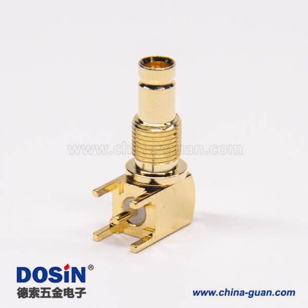 din f型连接器插PCB板穿孔式90度母头镀金穿墙式面板安装 din f型连接器插PCB板穿孔式90度母头镀金穿墙式面板安装