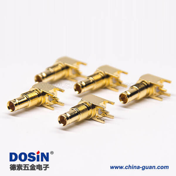 din f型连接器插PCB板穿孔式90度母头镀金穿墙式面板安装 din f型连接器插PCB板穿孔式90度母头镀金穿墙式面板安装