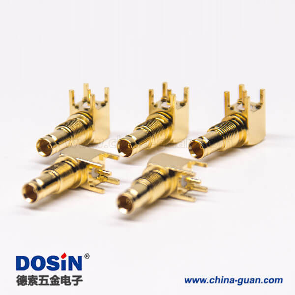 din f型连接器插PCB板穿孔式90度母头镀金穿墙式面板安装 din f型连接器插PCB板穿孔式90度母头镀金穿墙式面板安装