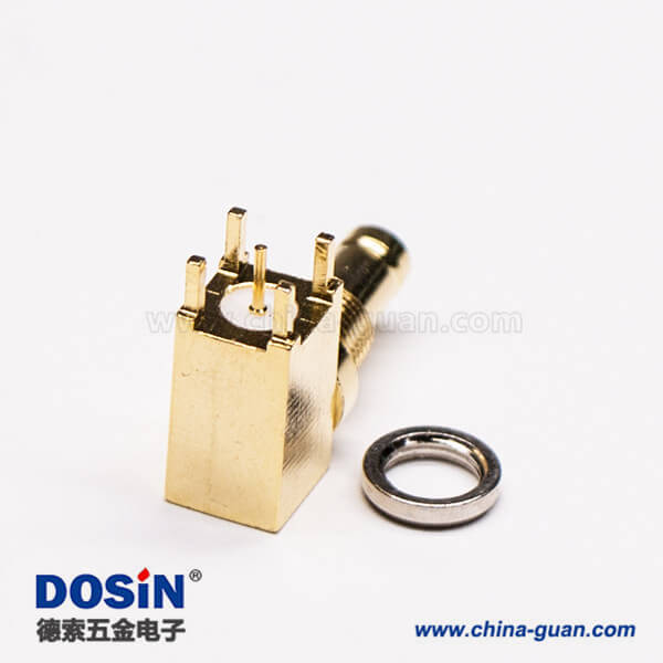 DIN 1.0 2.3接头弯式母头插板穿墙接PCB板 DIN 1.0 2.3接头弯式母头插板穿墙接PCB板