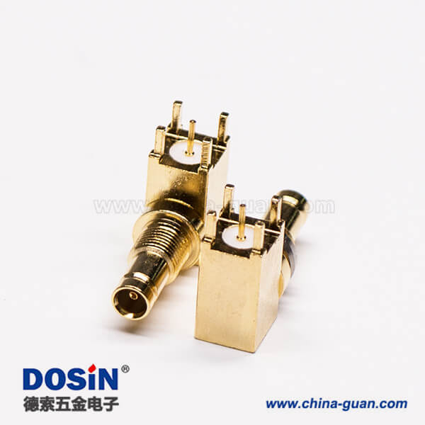 DIN 1.0 2.3接头弯式母头插板穿墙接PCB板 DIN 1.0 2.3接头弯式母头插板穿墙接PCB板