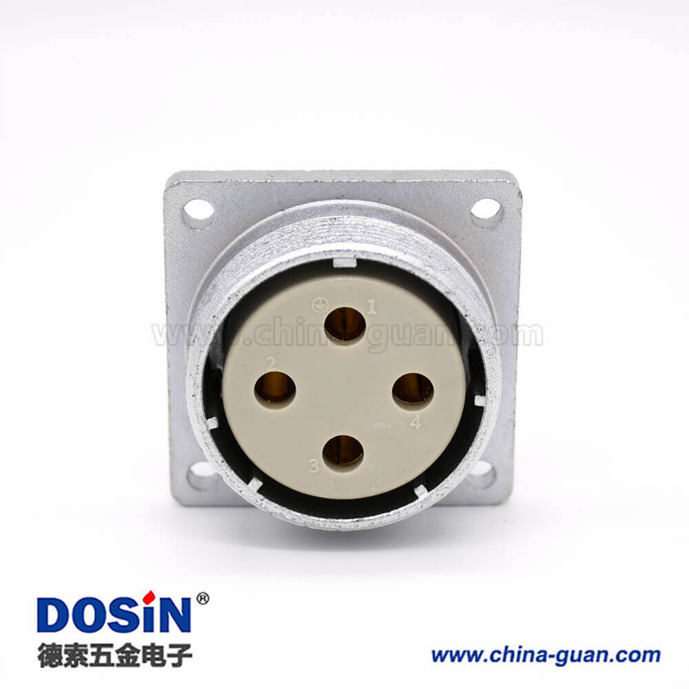 直式插座P40 7芯母头方形连接器四孔法兰安装焊杯接线 直式插座P40 7芯母头方形连接器四孔法兰安装焊杯接线