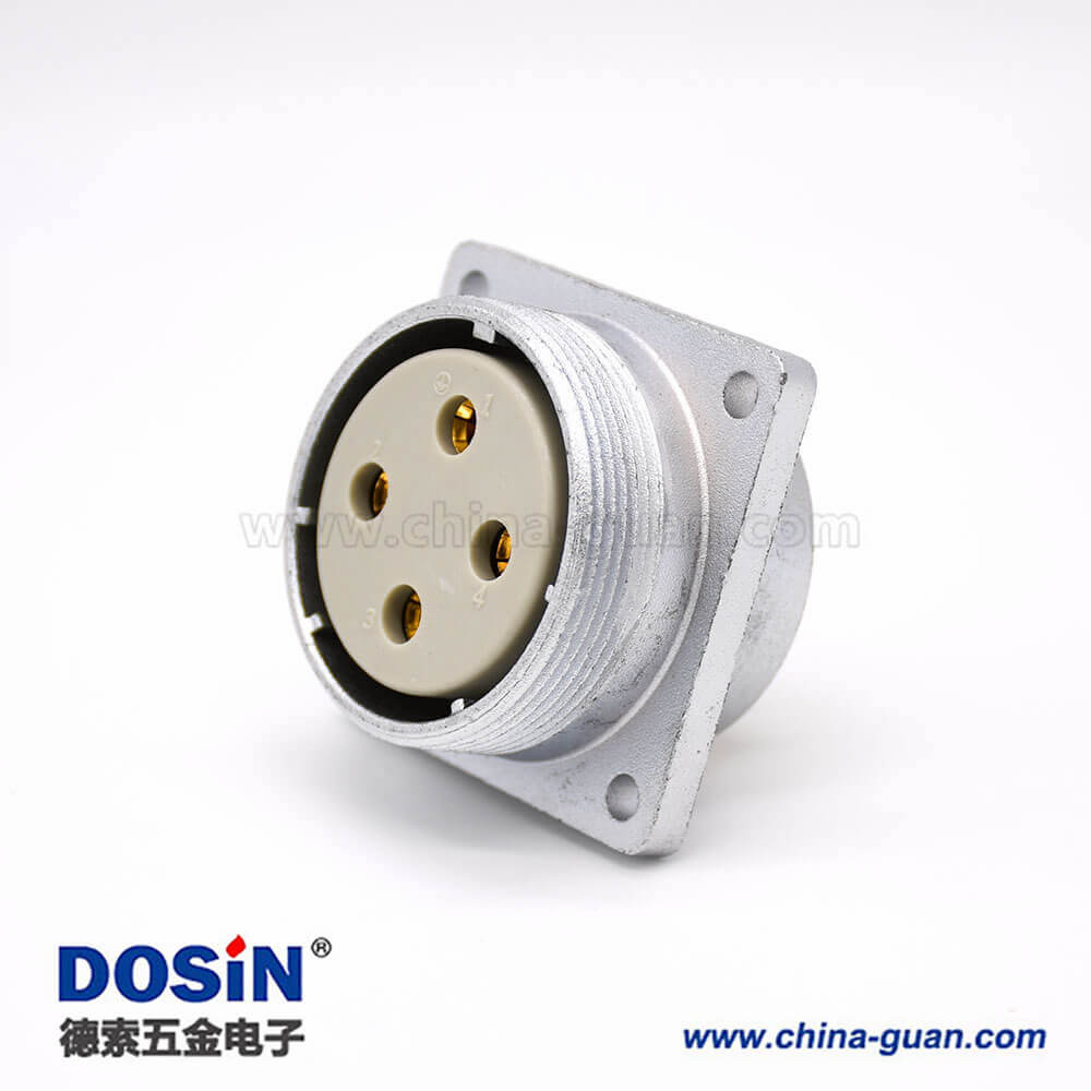 直式插座P40 7芯母头方形连接器四孔法兰安装焊杯接线 直式插座P40 7芯母头方形连接器四孔法兰安装焊杯接线