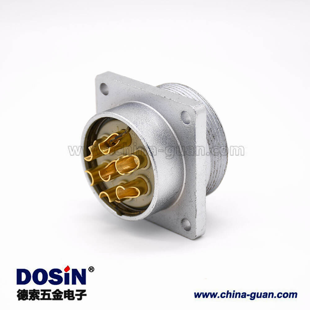 7芯插座P40直式母头方型法兰插座 7芯插座P40直式母头方型法兰插座