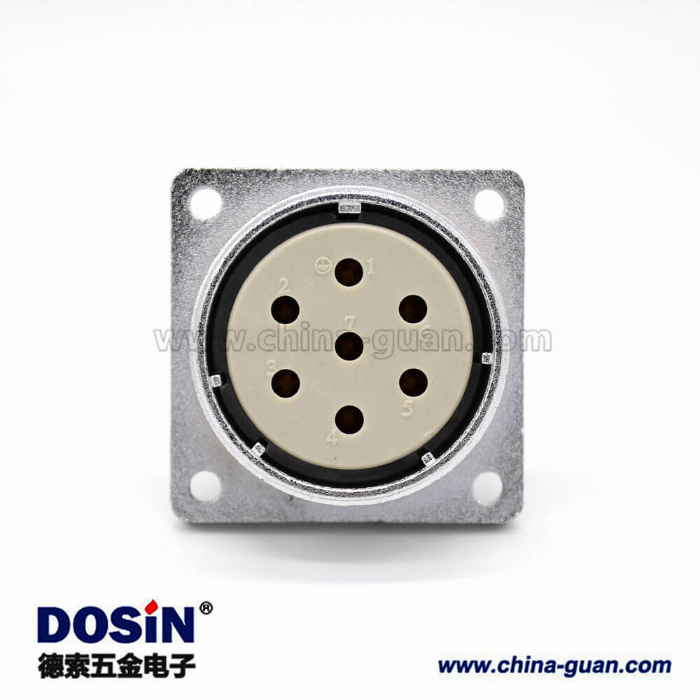 7芯插座P40直式母头方型法兰插座 7芯插座P40直式母头方型法兰插座