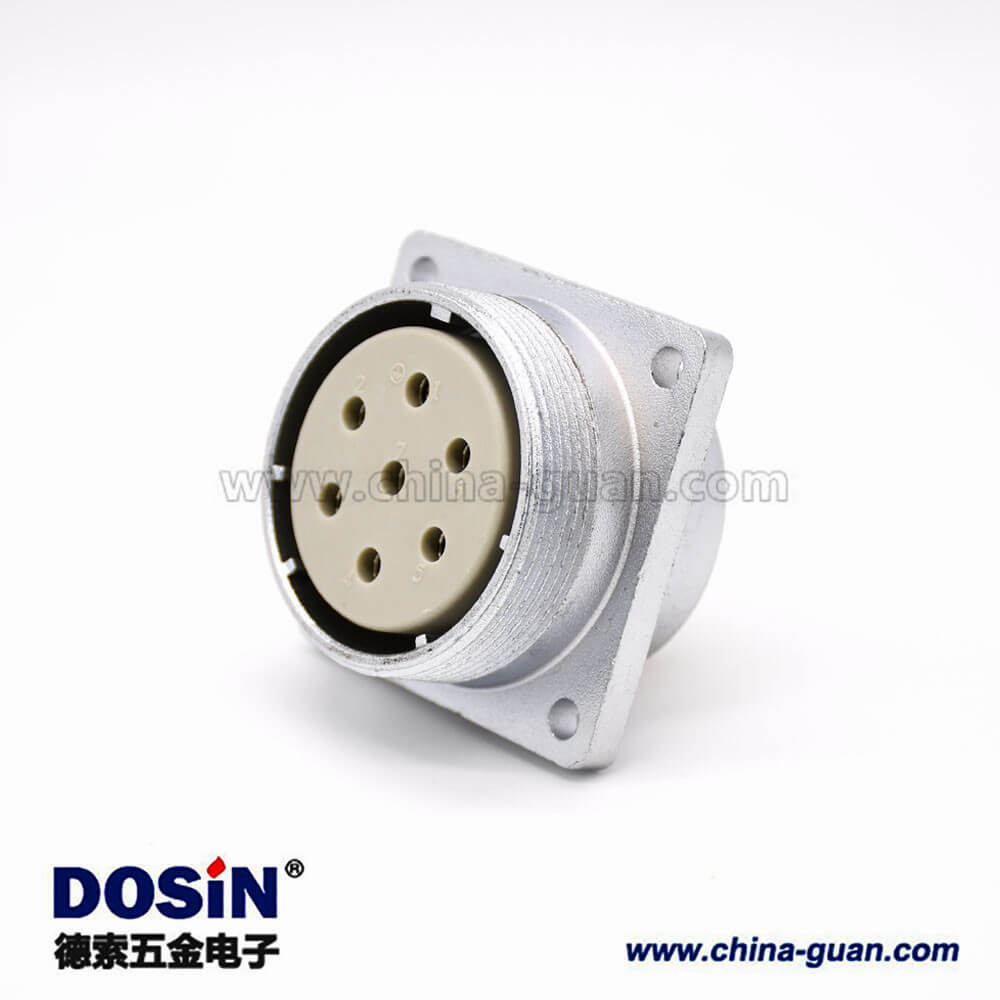 7芯插座P40直式母头方型法兰插座 7芯插座P40直式母头方型法兰插座