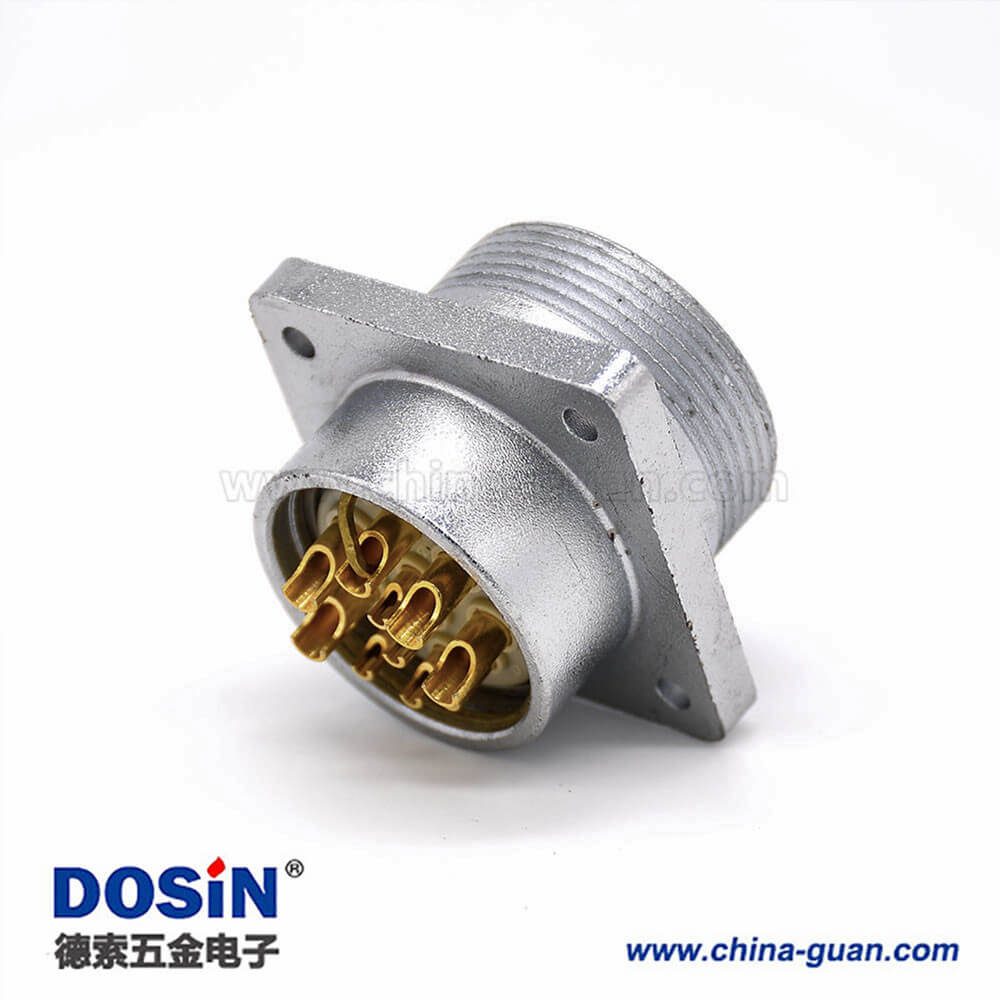 插座公头P32 10芯直式方型法兰连接器 插座公头P32 10芯直式方型法兰连接器