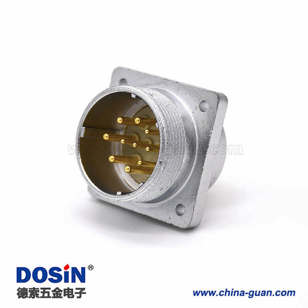 插座公头P32 10芯直式方型法兰连接器 插座公头P32 10芯直式方型法兰连接器