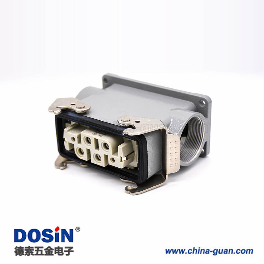 6针重载连接器H16B加高型表面安装高结构斜出口公母对镀银M40螺钉 6针重载连接器H16B加高型表面安装高结构斜出口公母对镀银M40螺钉