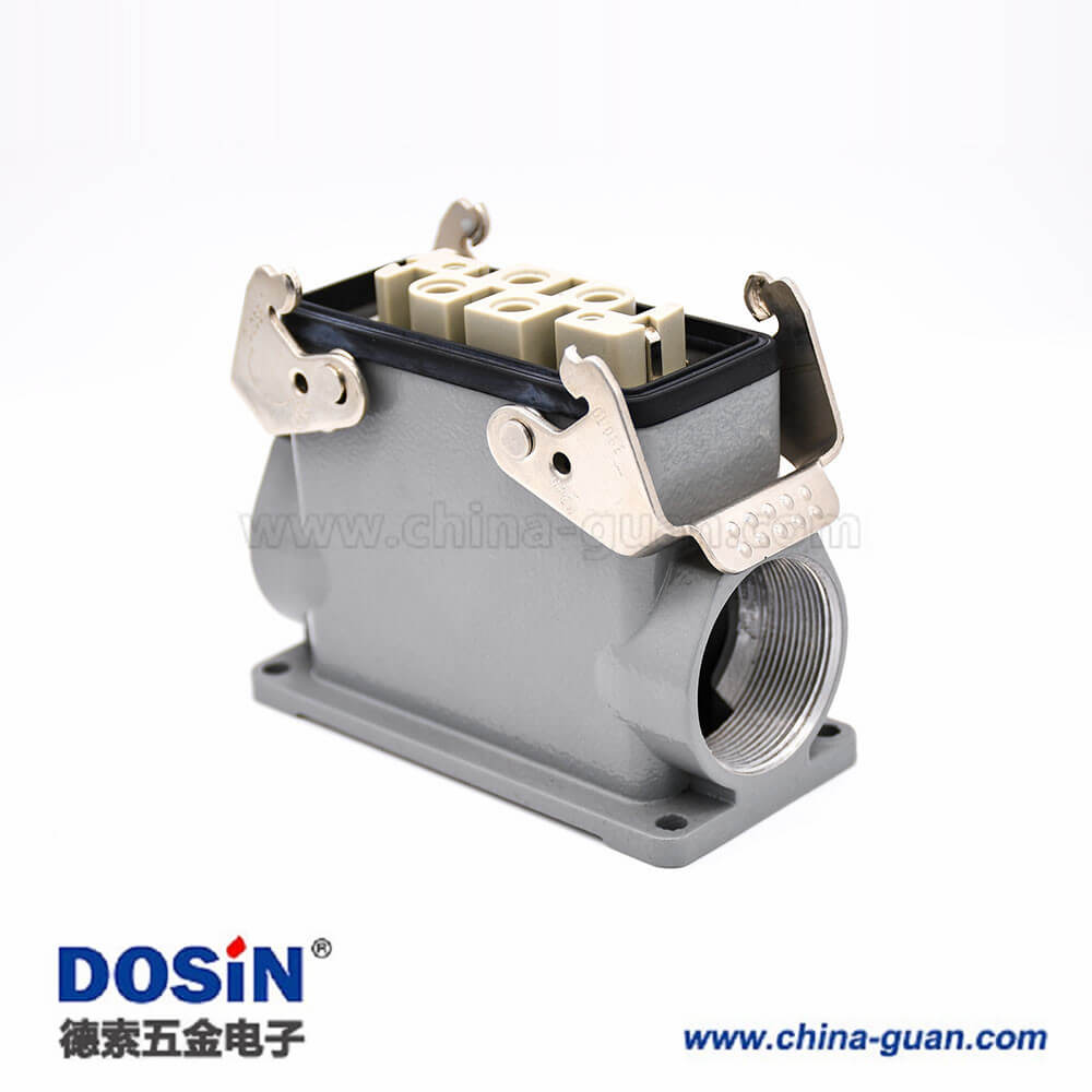 6针重载连接器H16B加高型表面安装高结构斜出口公母对镀银M40螺钉 6针重载连接器H16B加高型表面安装高结构斜出口公母对镀银M40螺钉