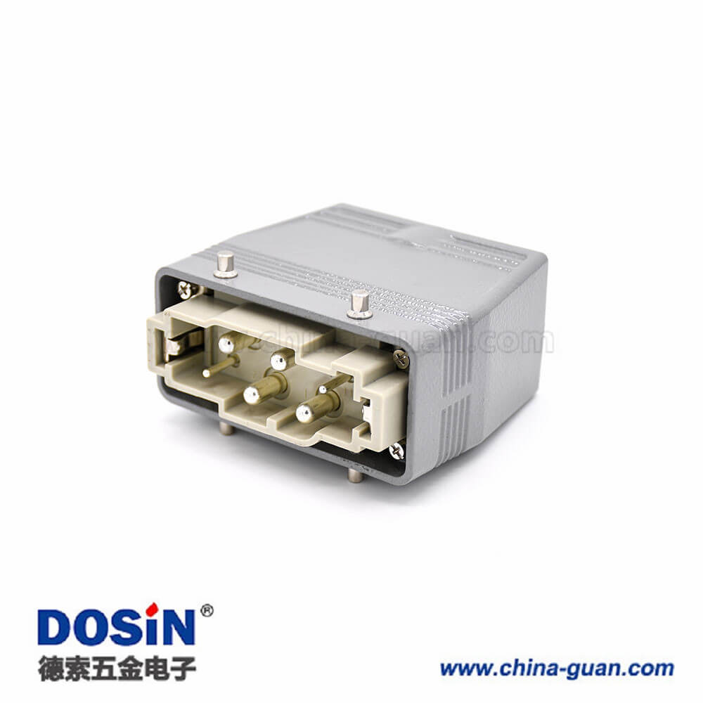 6针重载连接器H16B加高型表面安装高结构斜出口公母对镀银M40螺钉 6针重载连接器H16B加高型表面安装高结构斜出口公母对镀银M40螺钉