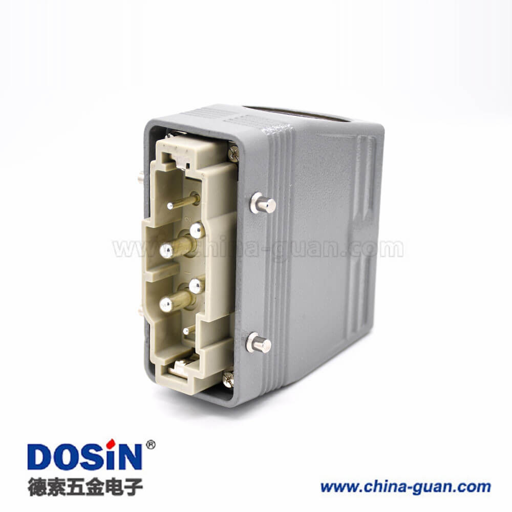 6针重载连接器H16B加高型表面安装高结构斜出口公母对镀银M40螺钉 6针重载连接器H16B加高型表面安装高结构斜出口公母对镀银M40螺钉