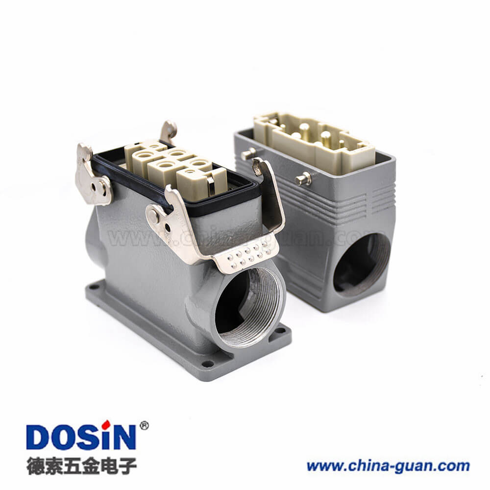 6针重载连接器H16B加高型表面安装高结构斜出口公母对镀银M40螺钉 6针重载连接器H16B加高型表面安装高结构斜出口公母对镀银M40螺钉