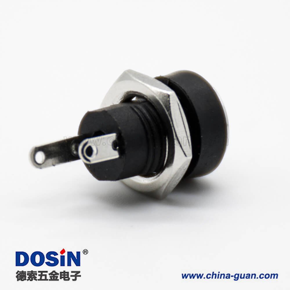 防水DC插座公直式面板安装穿墙5.5*2.1mm插孔不带屏蔽电源连接器