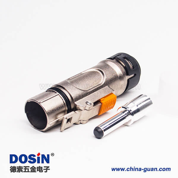 高压互锁金属连接器单芯8mm直式金属插头带屏蔽电流200A 高压互锁金属连接器单芯8mm直式金属插头带屏蔽电流200A