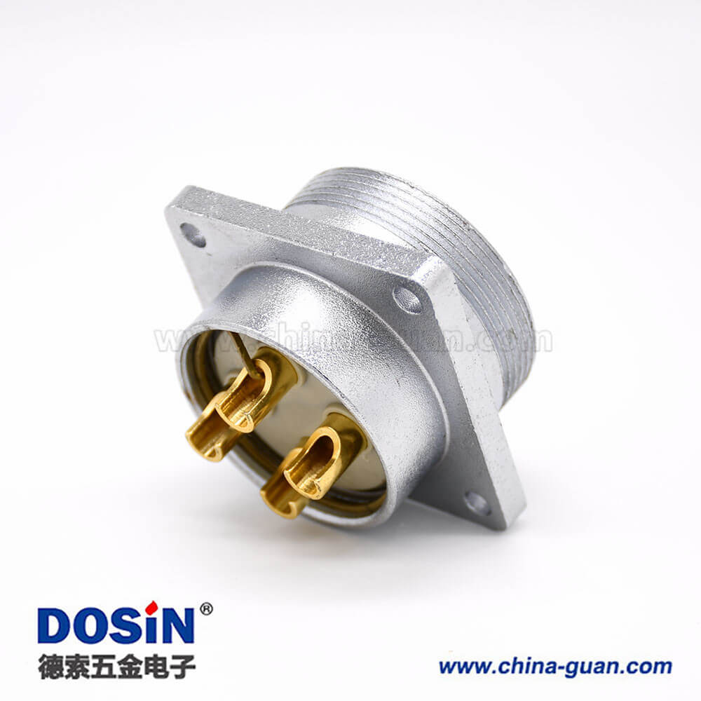 4芯插座P48公头直式四孔法兰连接器 4芯插座P48公头直式四孔法兰连接器