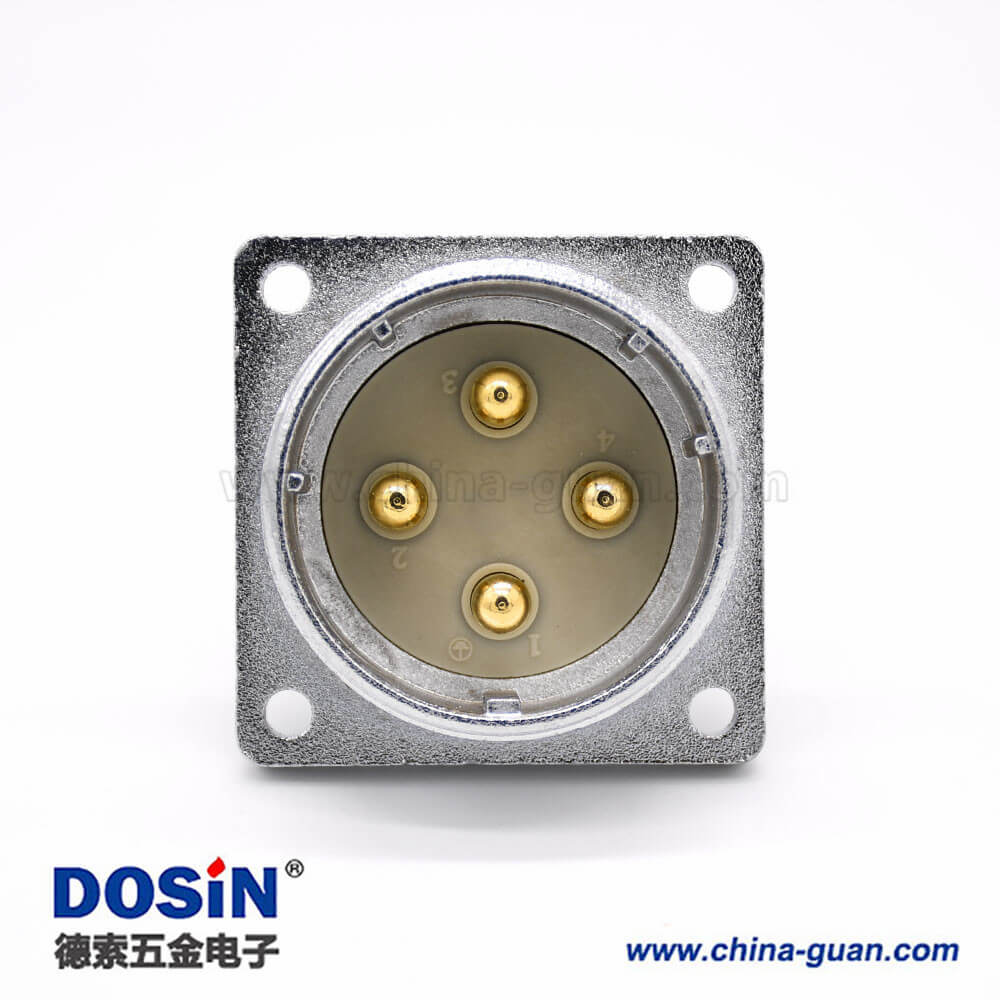 4芯插座P48公头直式四孔法兰连接器 4芯插座P48公头直式四孔法兰连接器