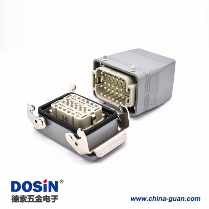 24芯重载连接器H10T开孔安装镀银螺钉PG29结构顶出口进线公母对接 24芯重载连接器H10T开孔安装镀银螺钉PG29结构顶出口进线公母对接