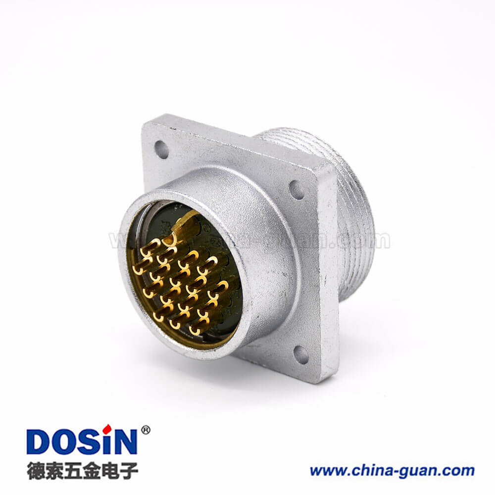 插座公头P48 17芯直式方型法兰连接器 插座公头P48 17芯直式方型法兰连接器