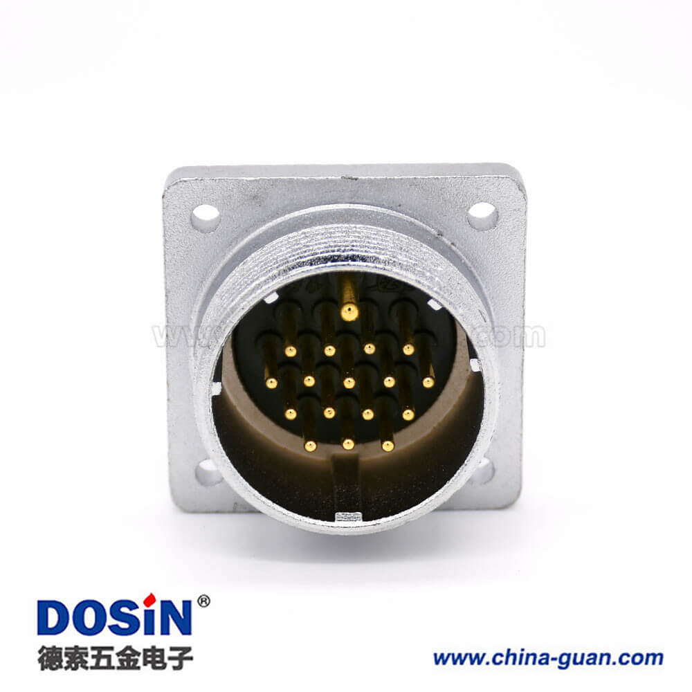 插座公头P48 17芯直式方型法兰连接器 插座公头P48 17芯直式方型法兰连接器