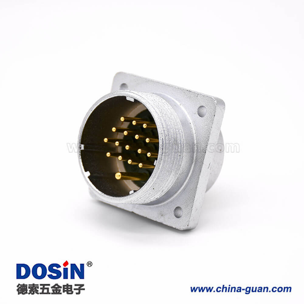 插座公头P48 17芯直式方型法兰连接器 插座公头P48 17芯直式方型法兰连接器