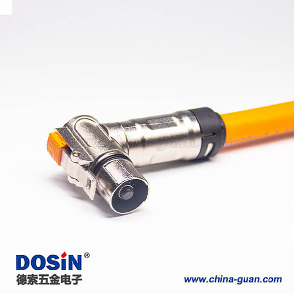 高压插头90°单芯金属互锁带屏蔽直式转接线25CM 高压插头90°单芯金属互锁带屏蔽直式转接线25CM