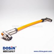 高压插头90°单芯金属互锁带屏蔽直式转接线25CM 高压插头90°单芯金属互锁带屏蔽直式转接线25CM