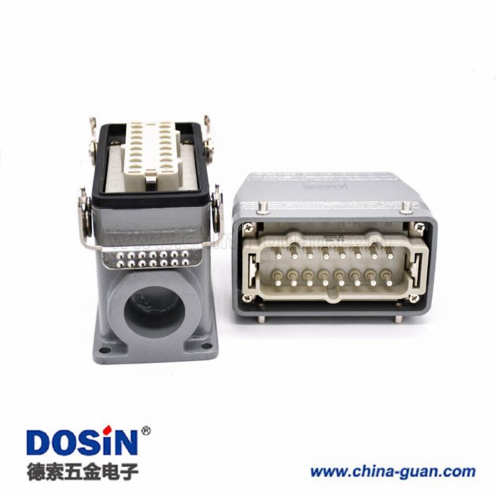 公母对接重载连接器16芯H16T外壳PG29高结构顶出口加高型表面安装铁扣 公母对接重载连接器16芯H16T外壳PG29高结构顶出口加高型表面安装铁扣