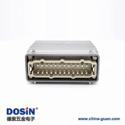 24芯重载连接器高结构斜出口开孔安装公母对接H24T外壳M40铁扣 24芯重载连接器高结构斜出口开孔安装公母对接H24T外壳M40铁扣