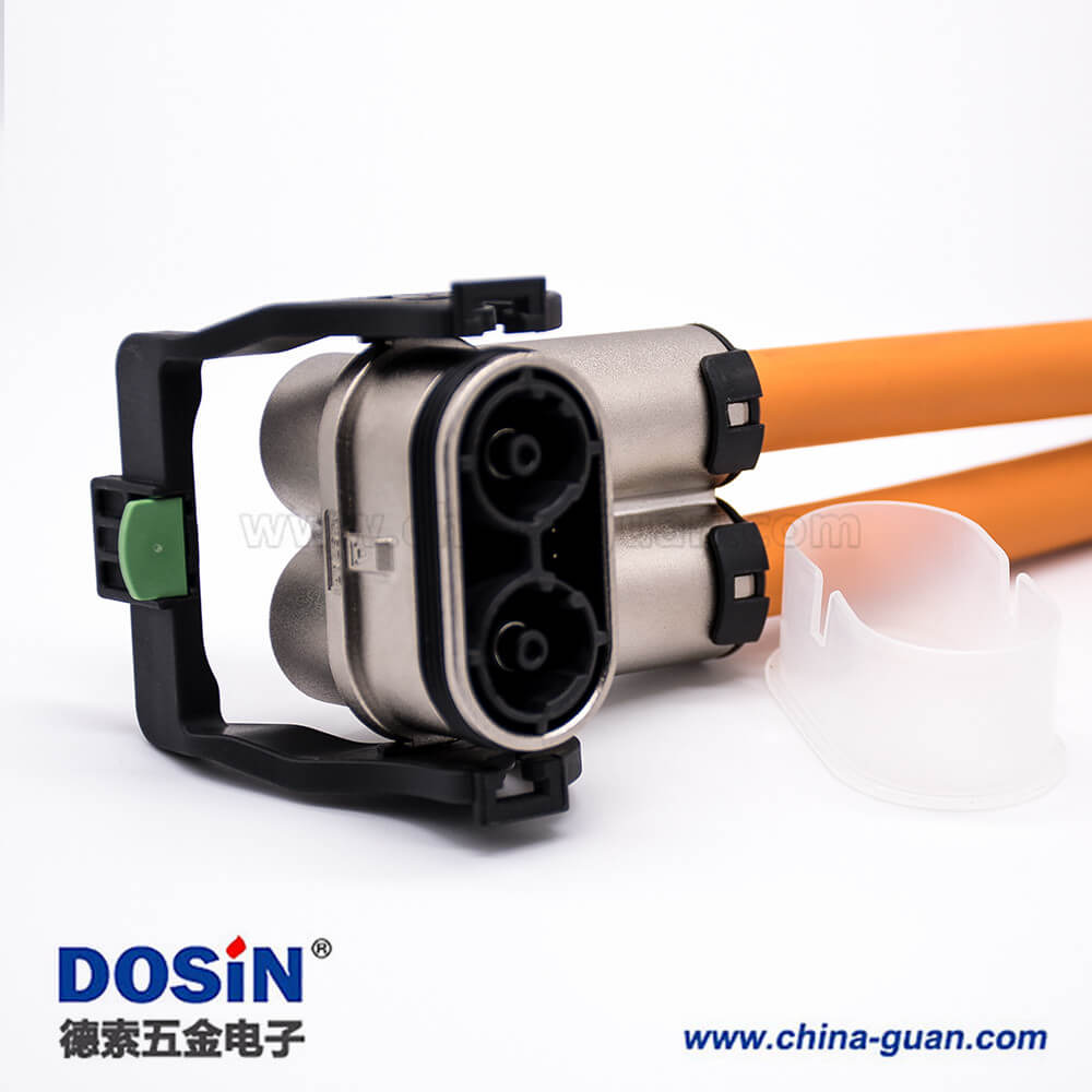 高压互锁插头125A弯式2芯金属外壳接线15CM连接线 高压互锁插头125A弯式2芯金属外壳接线15CM连接线