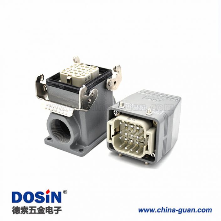 重载工业连接器H6T16芯镀银螺纹M32公母对接加高型表面安装高结构顶出口 重载工业连接器H6T16芯镀银螺纹M32公母对接加高型表面安装高结构顶出口