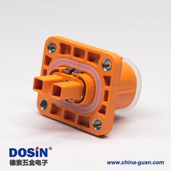 电动汽车高压连接器塑料插座2芯直式电流150A高压互锁