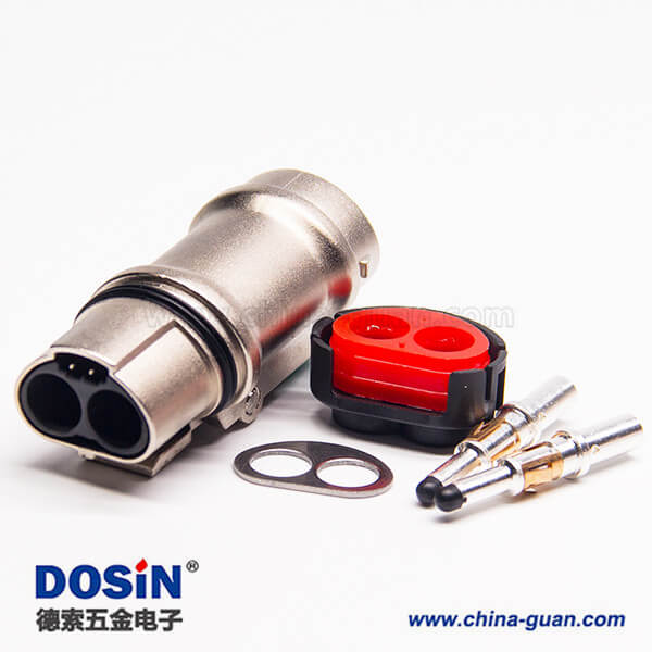 2芯35A高压互锁连接器插头金属带屏蔽 2芯35A高压互锁连接器插头金属带屏蔽