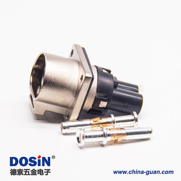 2芯35A高压互锁连接器插座金属带屏蔽 2芯35A高压互锁连接器插座金属带屏蔽